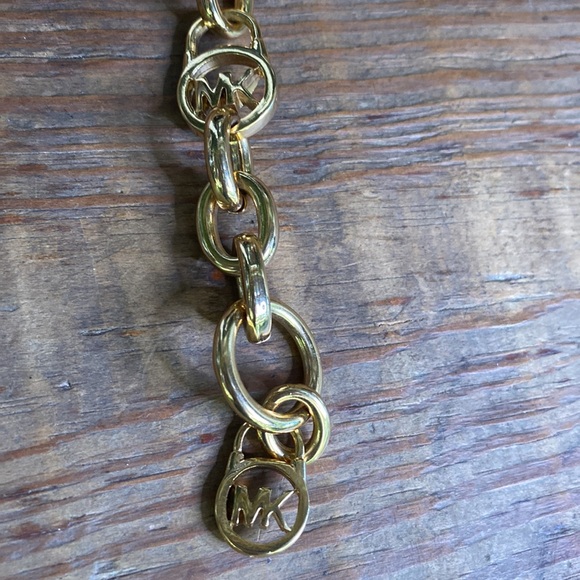 Michael Kors Goldtone Link Toggle Logo Branding Bracelet - Picture 13 of 16